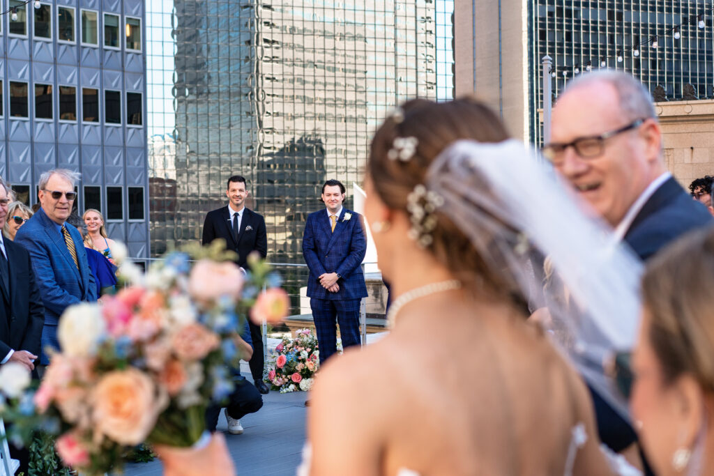 Downtown Dallas 400 N Ervay Rooftop Wedding Venue Documentary Candid Wedding Photographer