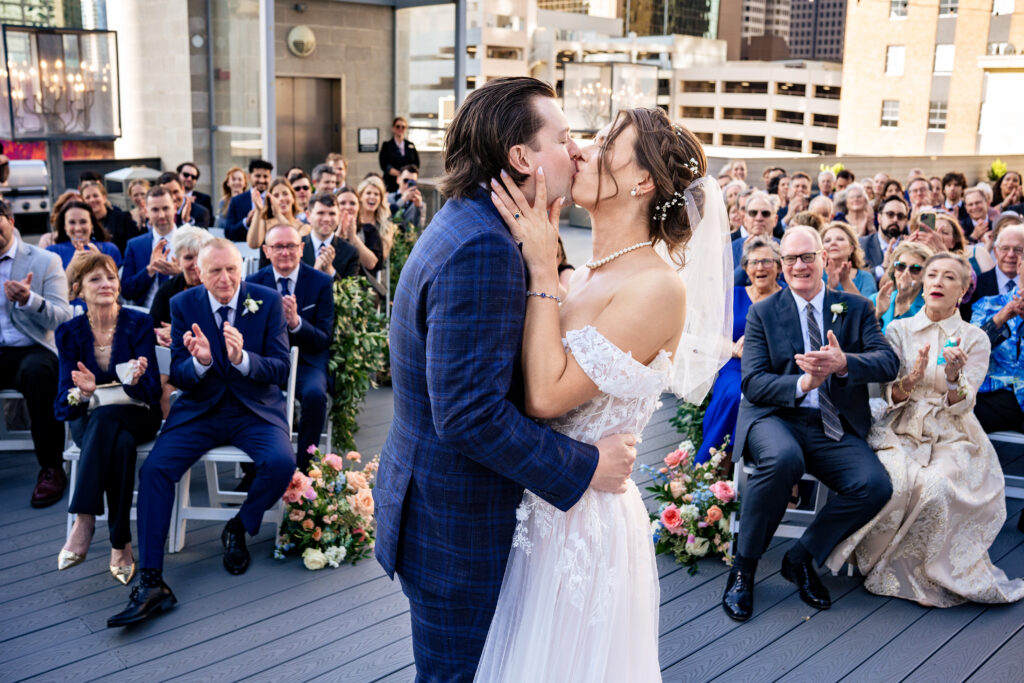 Downtown Dallas 400 N Ervay Rooftop Wedding Venue Documentary Candid Wedding Photographer