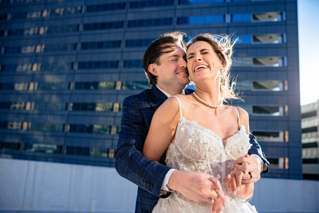 Downtown Dallas 400 N Ervay Rooftop Wedding Venue Documentary Candid Wedding Photographer