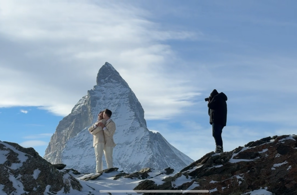 Behind the scenes photos from Matt & Brady's destination wedding in Zermatt, Switzerland