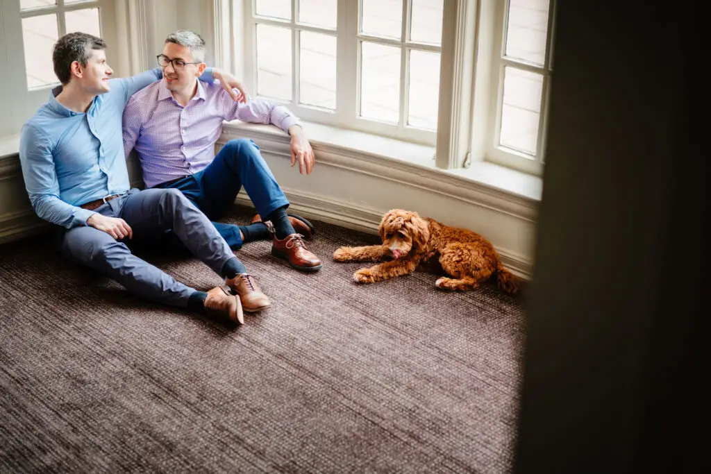 LGBTQ Engagement Session for Gay Grooms Interfaith Jewish Wedding by Inclusive Wedding Photographers The MacMeekens at Warwick Melrose Dallas