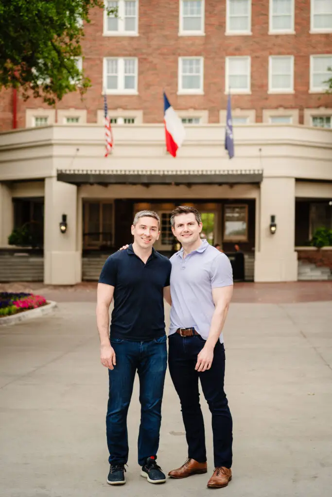 LGBTQ Engagement Session for Gay Grooms Interfaith Jewish Wedding by Inclusive Wedding Photographers The MacMeekens at Warwick Melrose Dallas