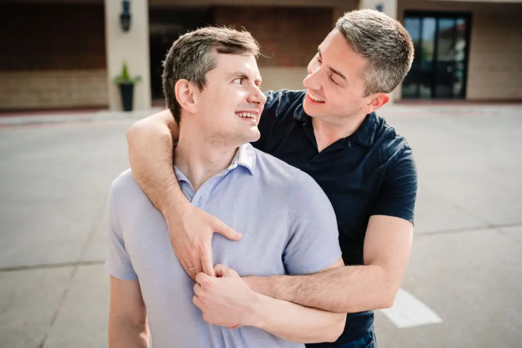 LGBTQ Engagement Session for Gay Grooms Interfaith Jewish Wedding by Inclusive Wedding Photographers The MacMeekens at Warwick Melrose Dallas