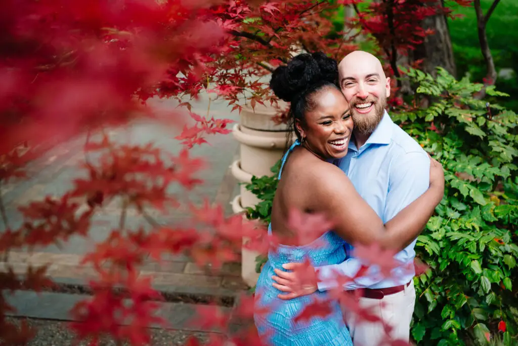 Vibrant Engagement Session at The Dallas Arboretum by Inclusive Documentary Photographers The MacMeekens Carlisle Room Wedding Downtown Dallas Luxury Multicultural Wedding