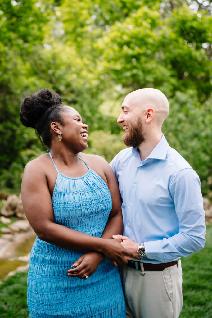 Vibrant Engagement Session at The Dallas Arboretum by Inclusive Documentary Photographers The MacMeekens Carlisle Room Wedding Downtown Dallas Luxury Multicultural Wedding