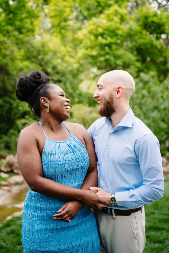 Vibrant Engagement Session at The Dallas Arboretum by Inclusive Documentary Photographers The MacMeekens Carlisle Room Wedding Downtown Dallas Luxury Multicultural Wedding
