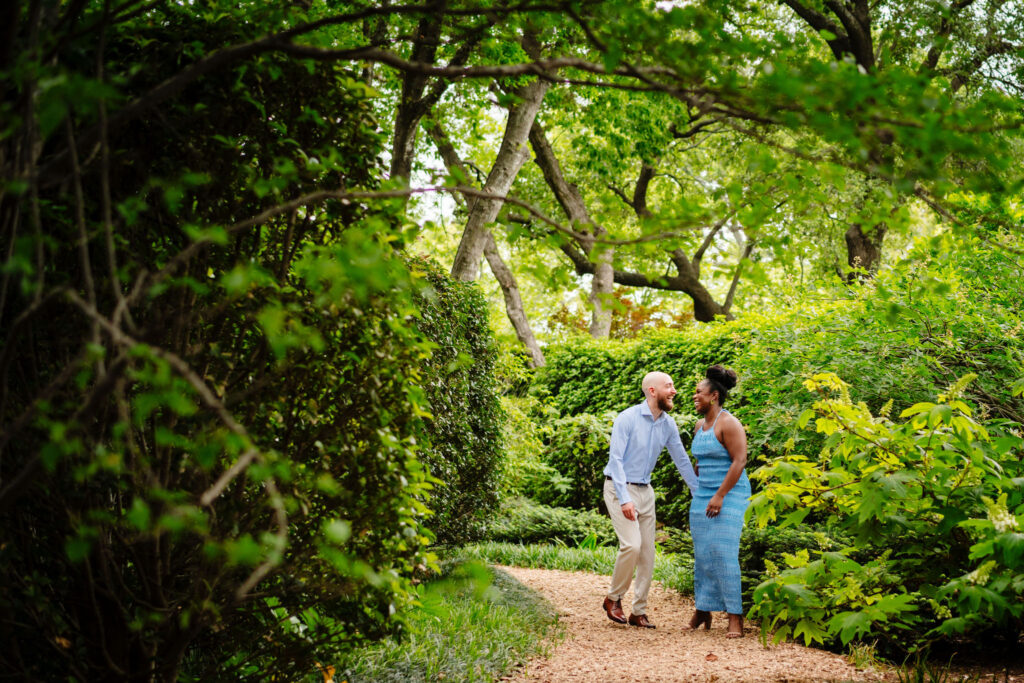 Vibrant Engagement Session at The Dallas Arboretum by Inclusive Documentary Photographers The MacMeekens Carlisle Room Wedding Downtown Dallas Luxury Multicultural Wedding