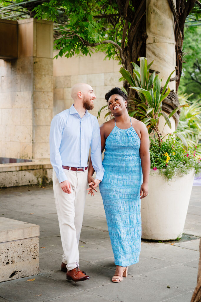 Vibrant Engagement Session at The Dallas Arboretum by Inclusive Documentary Photographers The MacMeekens Carlisle Room Wedding Downtown Dallas Luxury Multicultural Wedding