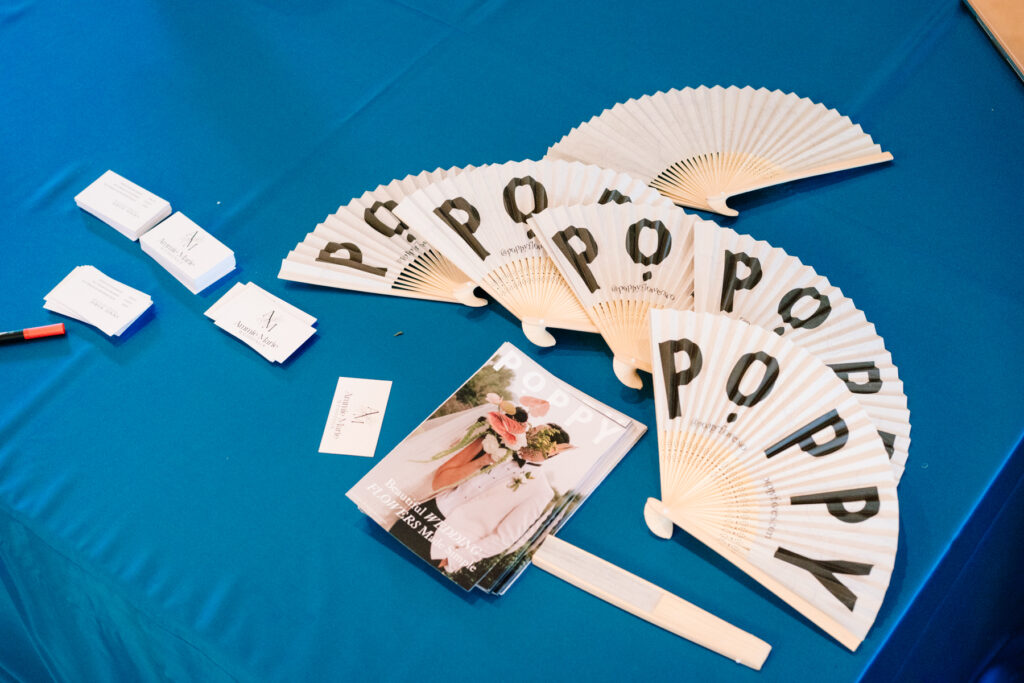 One Preston Events wedding venue open house giveaway setup with modern décor