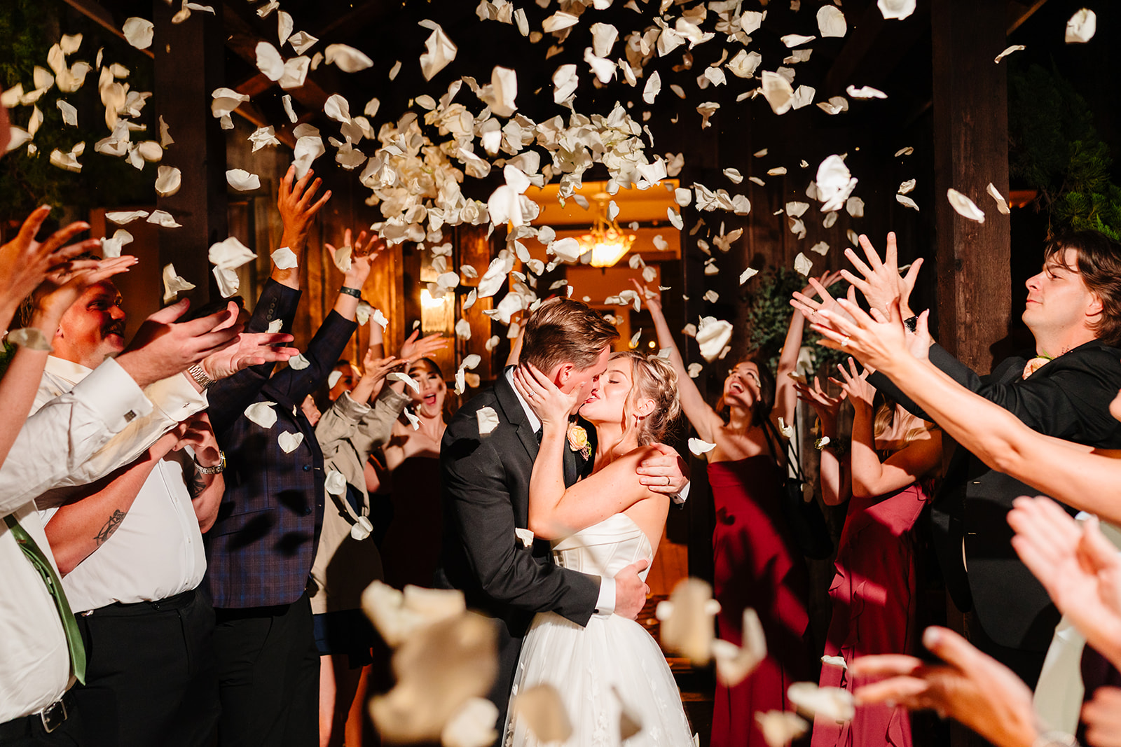Bride and Grooms Final Exit after Wedding Reception at Avalon Legacy Ranch in Mckinney by DFW Wedding Photographers The MacMeekens