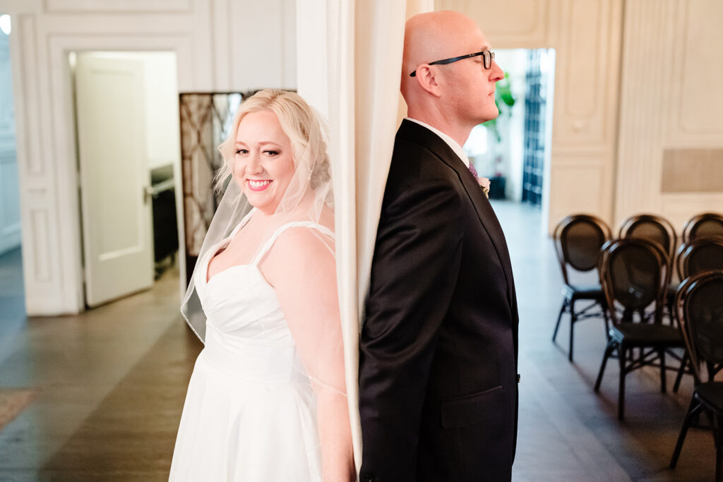 Bride and Groom First Touch at The Mason Dallas by North Texas Documentary Wedding Photographer The MacMeekens