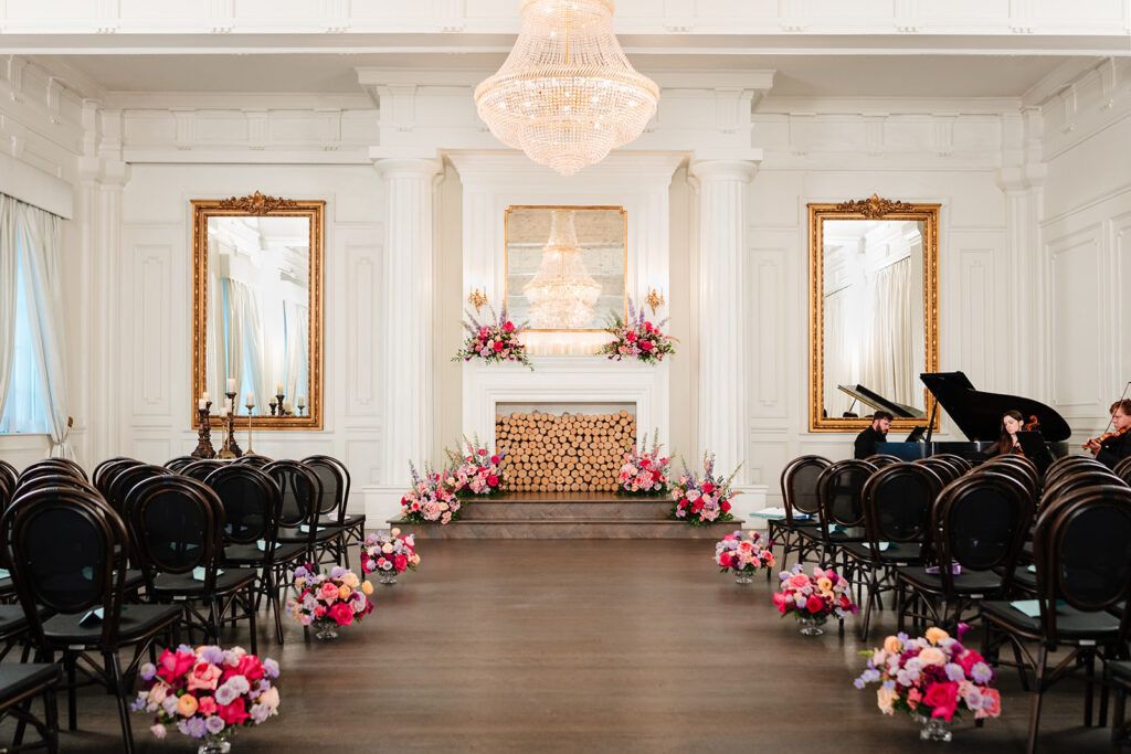 Ceremony Details on Wedding Day by Wedfully Yours Floral and Turn the Paige Event Wedding Planner at The Mason Dallas by DFW Wedding Photographers The MacMeekens