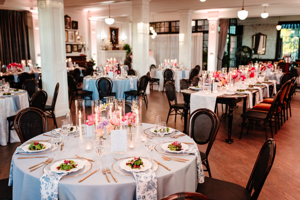 Reception Decor Details on Wedding Day by Wedfully Yours Floral and Turn the Paige Event Wedding Planner at The Mason Dallas by DFW Wedding Photographers The MacMeekens