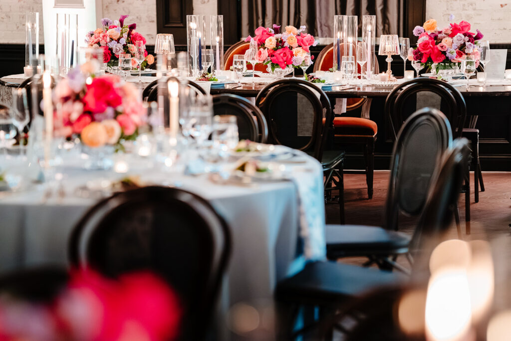 Reception Decor Details on Wedding Day by Wedfully Yours Floral and Turn the Paige Event Wedding Planner at The Mason Dallas by DFW Wedding Photographers The MacMeekens