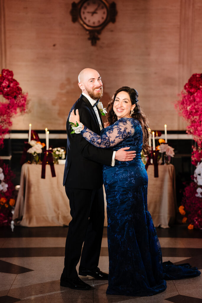 Wedding reception at The Carlisle Room in Dallas with ornate architectural pillars