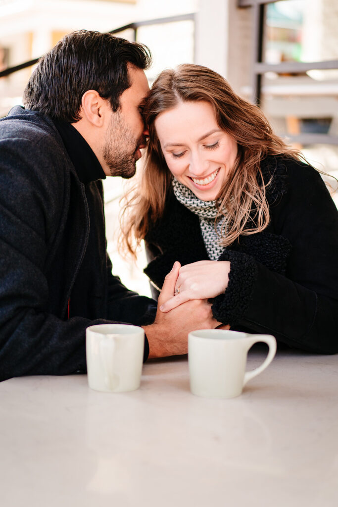 Coffee Shop Engagement Session at White Rhino Coffee in Uptown Dallas by DFW Wedding Photographer