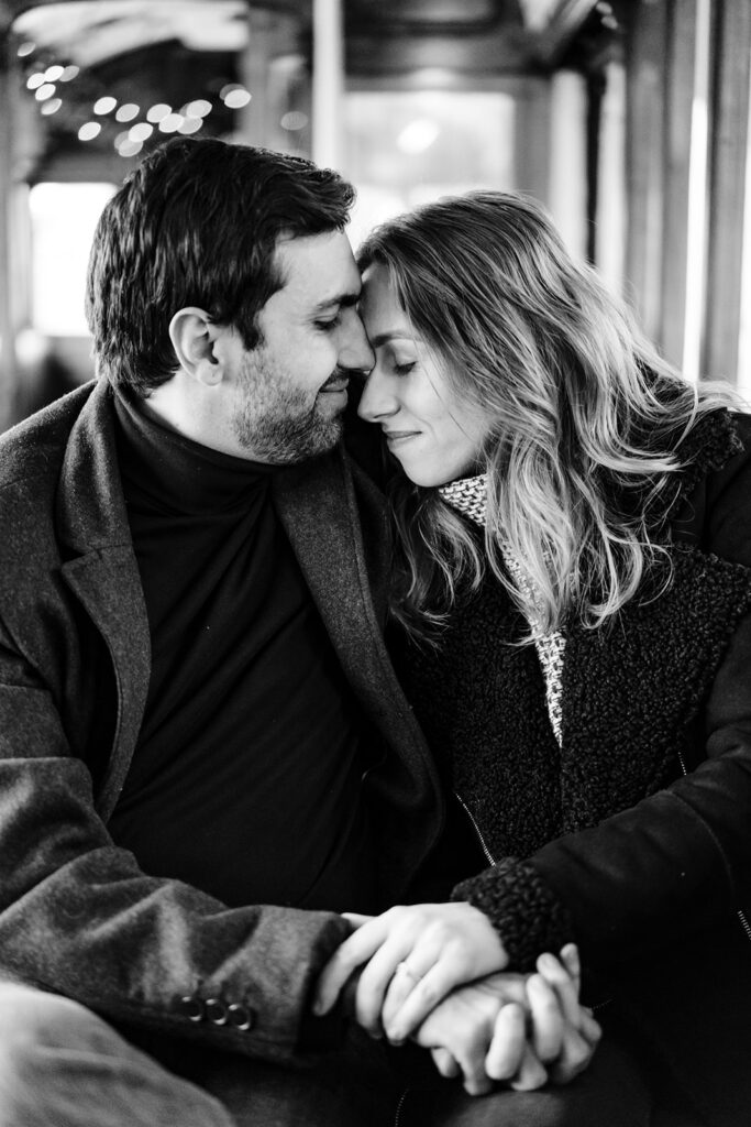 Trolley Ride Engagement Session in Uptown Dallas