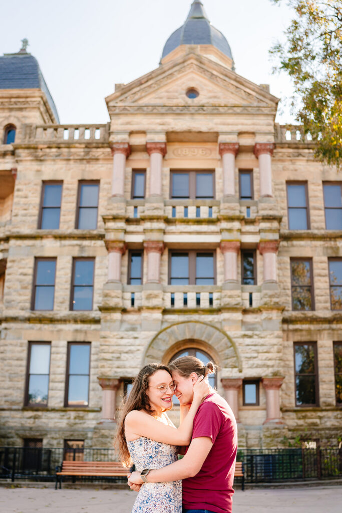 Quirky engagement session in Downtown Denton on the Square