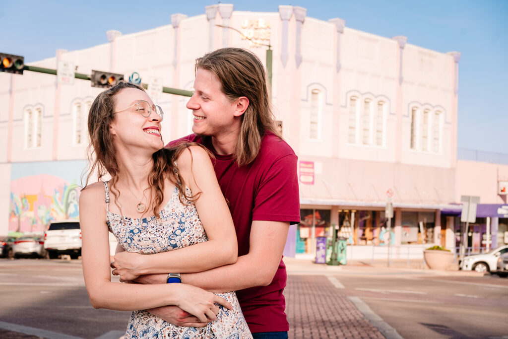 Quirky engagement session in Downtown Denton on the Square by DFW Wedding and Engagement Photographers