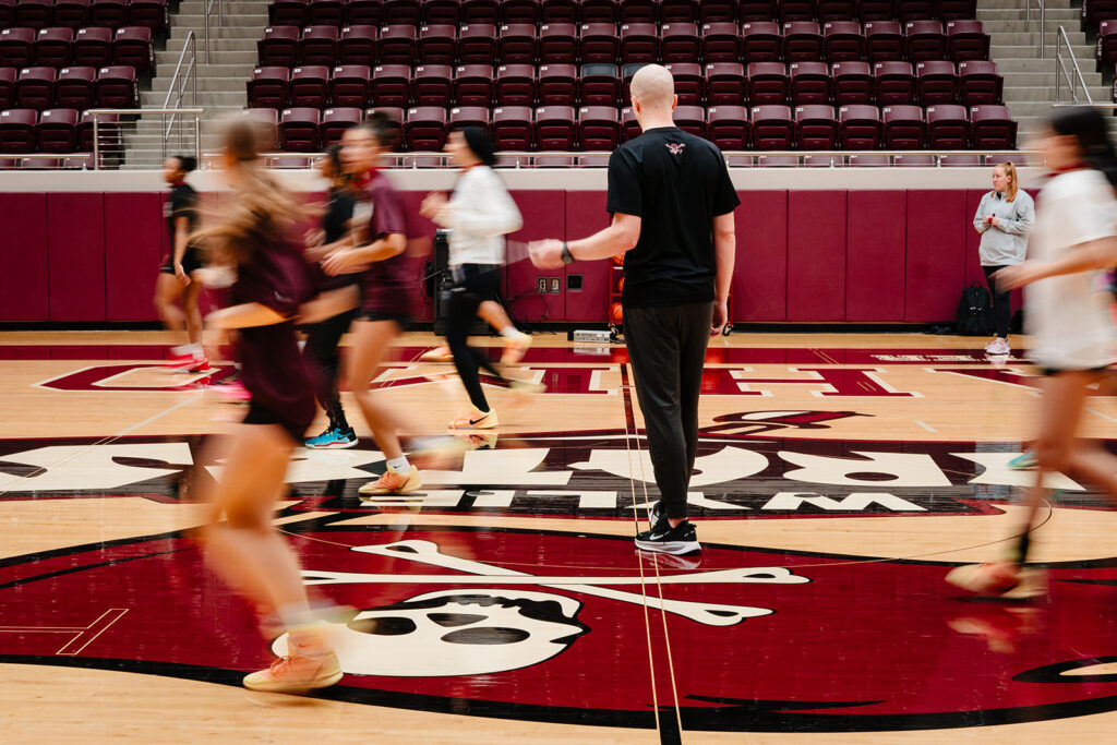 High school basketball coach Nate starting his wedding day at team practice