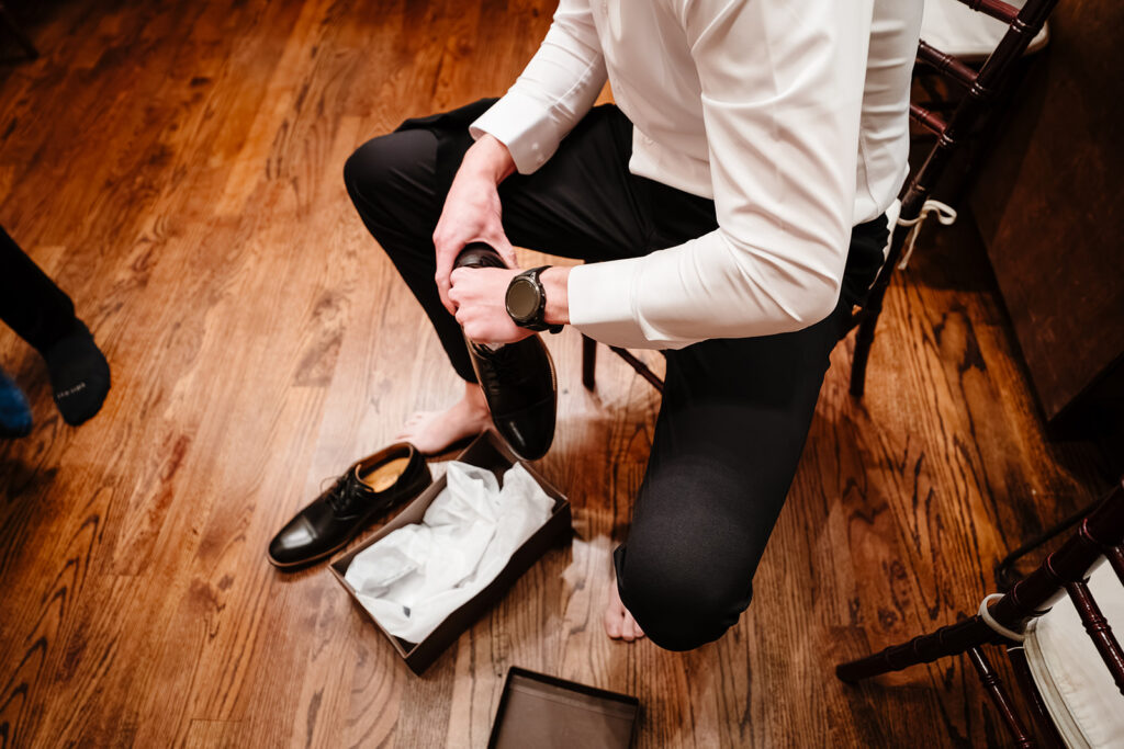 Nate and groomsmen getting ready at 34 Events wedding venue