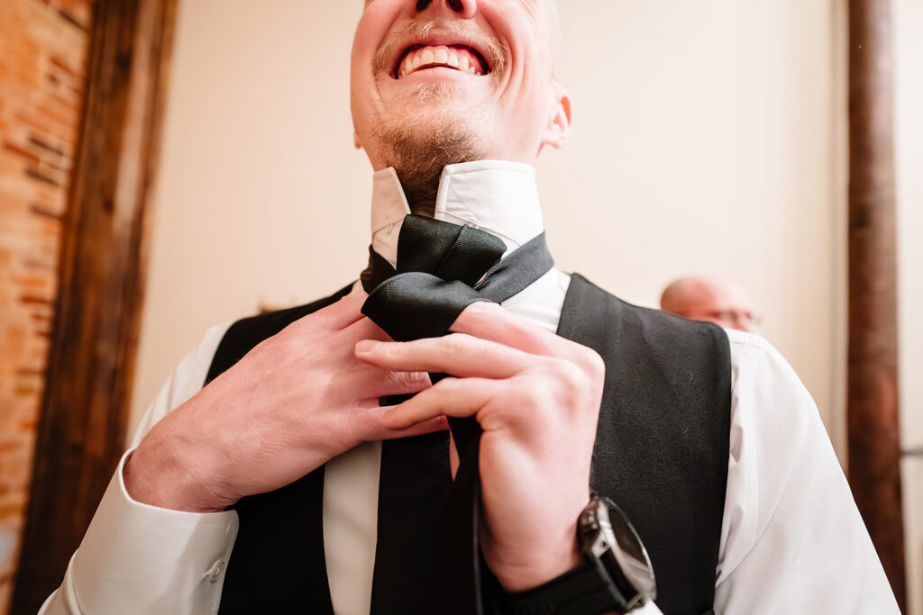 Nate and groomsmen getting ready at 34 Events wedding venue