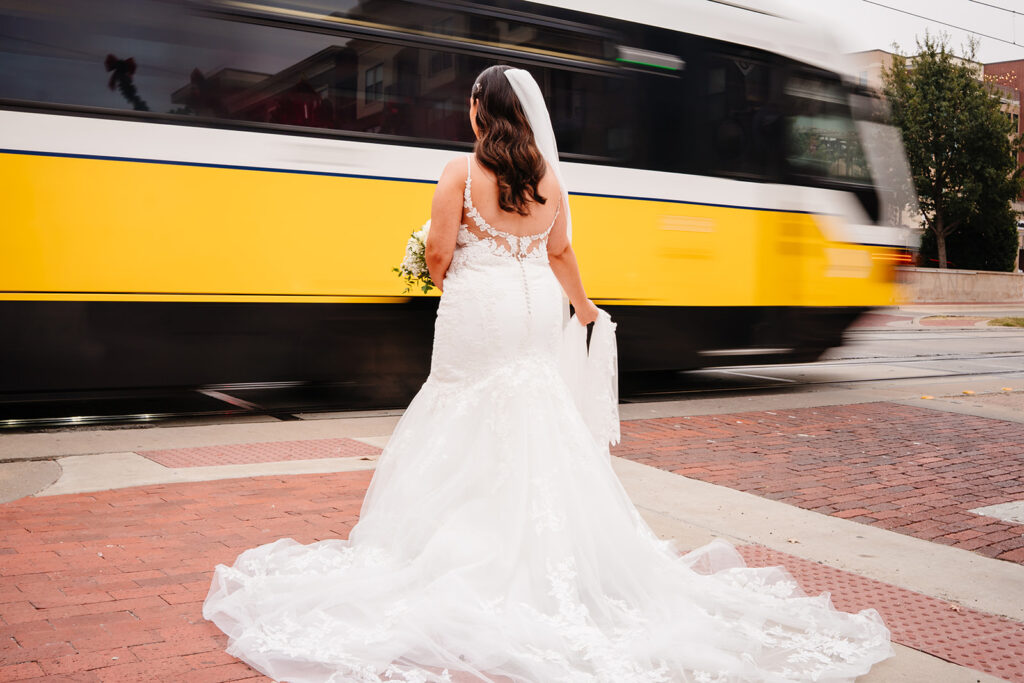 Bride during portraits before ceremony at 34 Events in Plano
