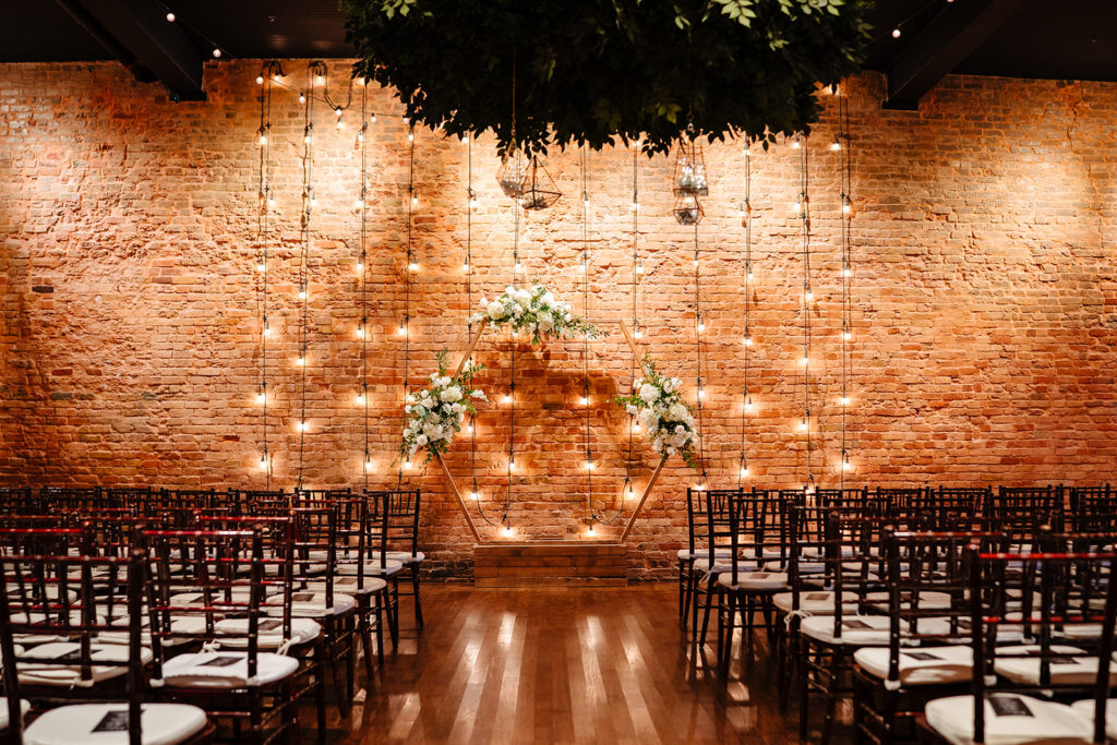 Elegant black and white wedding reception at 34 Events