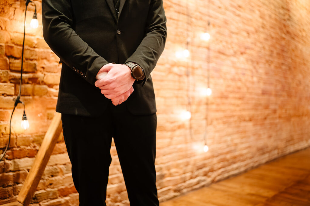 Elegant black and white wedding reception at 34 Events