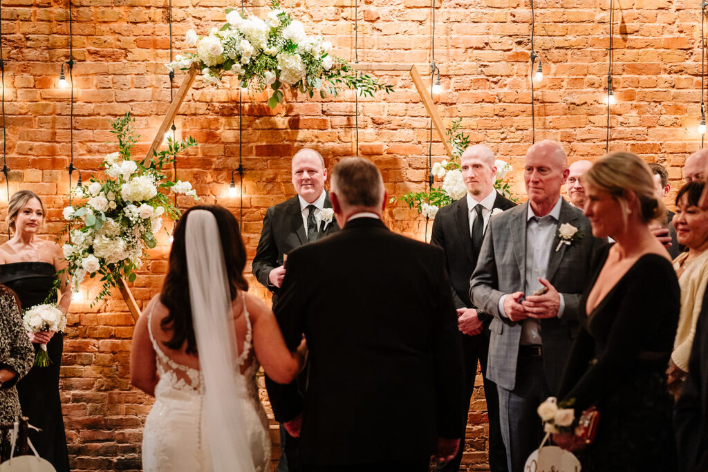 Elegant black and white wedding reception at 34 Events