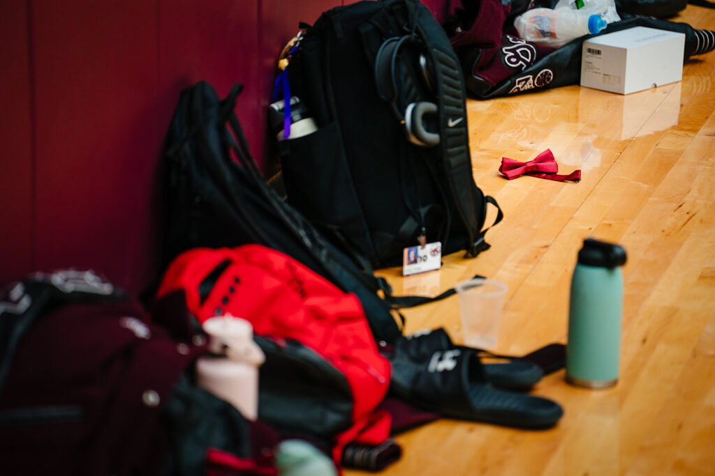 Wedding day beginning with basketball practice before a Plano wedding