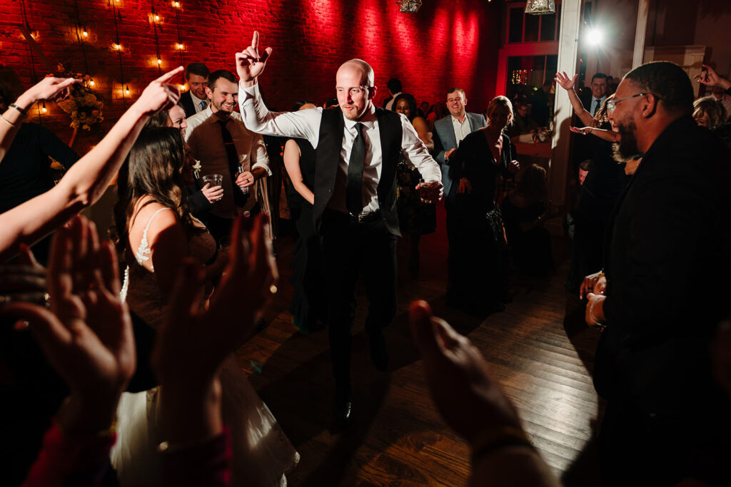 High-energy dance floor at 34 Events Plano wedding