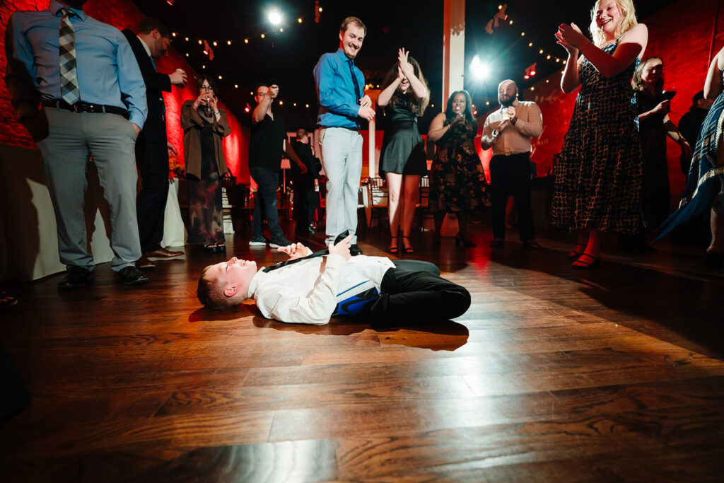 Packed dance floor during April and Nate’s wedding reception