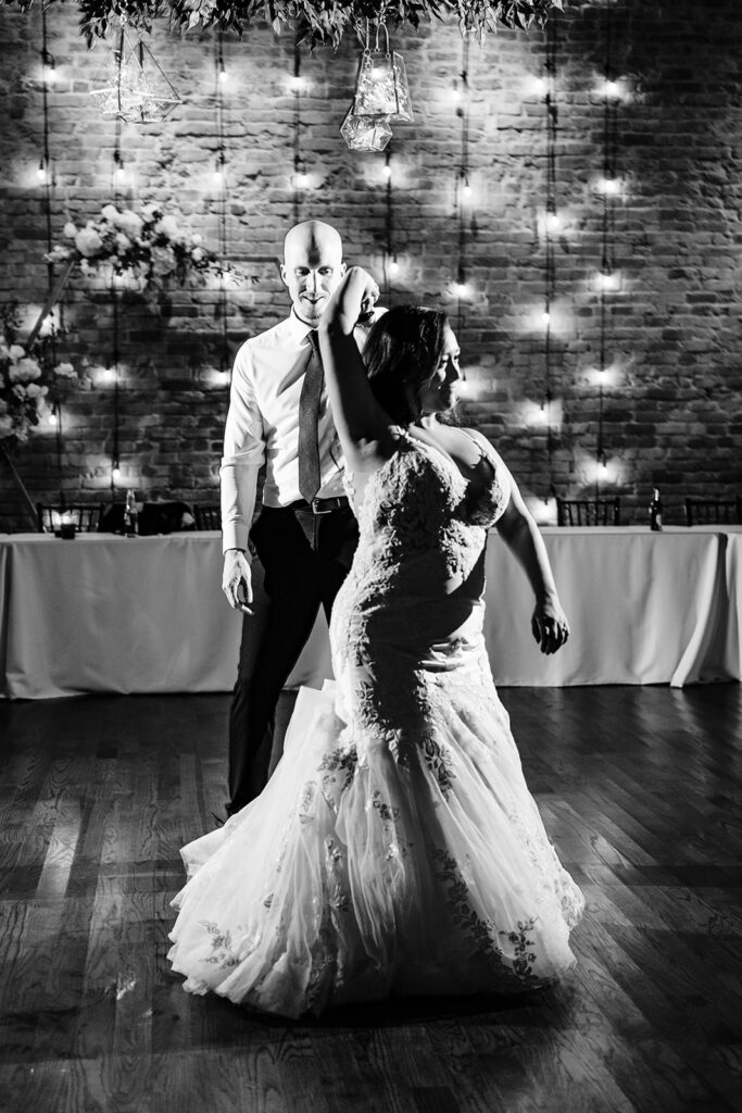 Bride and groom sharing private last dance at a Plano wedding