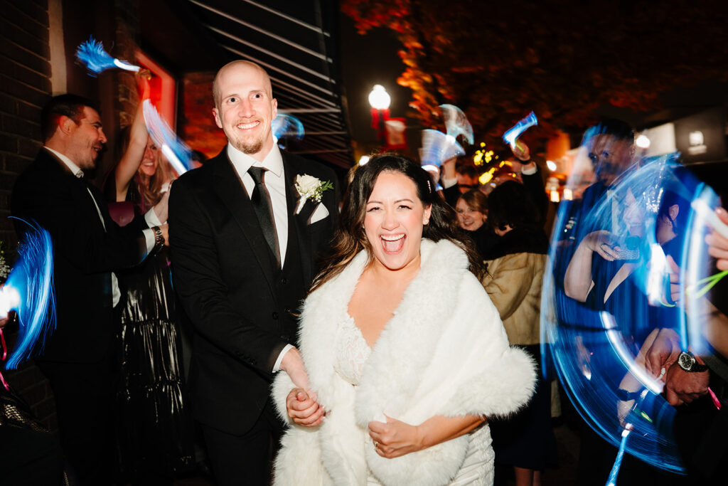 Cinematic reception final exit from downtown plano wedding