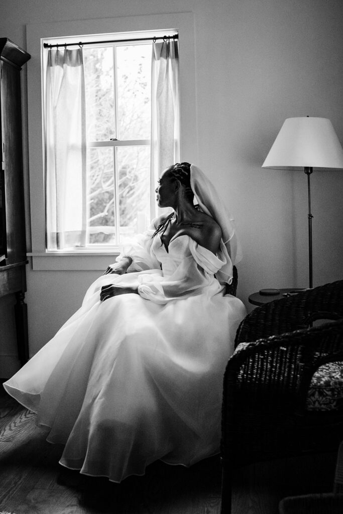 Andrea getting ready for wedding at Historic Frankford Chapel in Dallas by autism friendly wedding photographers the macmeekens