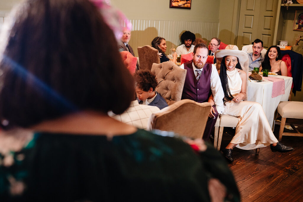 wedding reception at Harvest at the Masonic in Mckinney by autism friendly wedding photographers the macmeekens