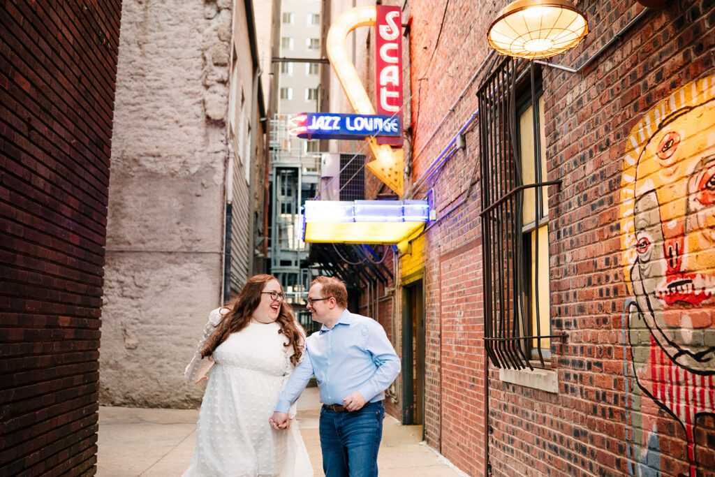 Downtown Fort Worth engagement session photographer at Scat Jazz Lounge