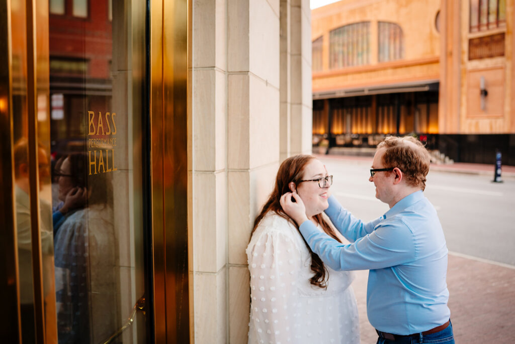 Downtown Fort Worth engagement session photographer at Bass Performance Hall