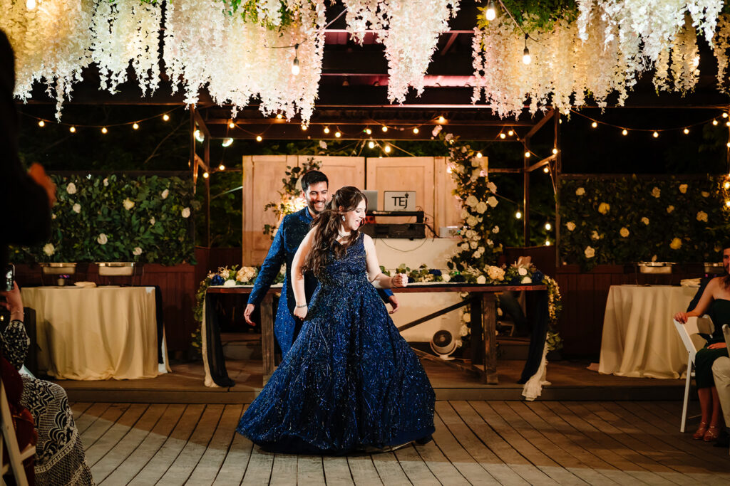 DFW Cinematic Documentary Wedding Photography Multicultural South Asian Muslim Jewish Wedding Sangeet at Arrowwood Weddings and Events in Palmer Texas