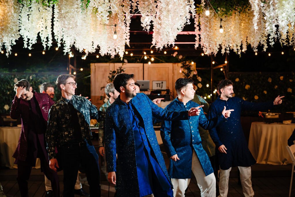 DFW Cinematic Documentary Wedding Photography Multicultural South Asian Muslim Jewish Wedding Sangeet at Arrowwood Weddings and Events in Palmer Texas