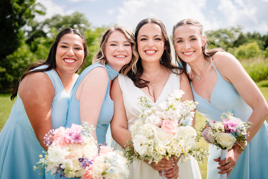 Bride and Bridesmaids Portraits during North Texas LGBTQ Wedding at The Filter Building on White Rock Lake by Dallas Inclusive Wedding Photographers