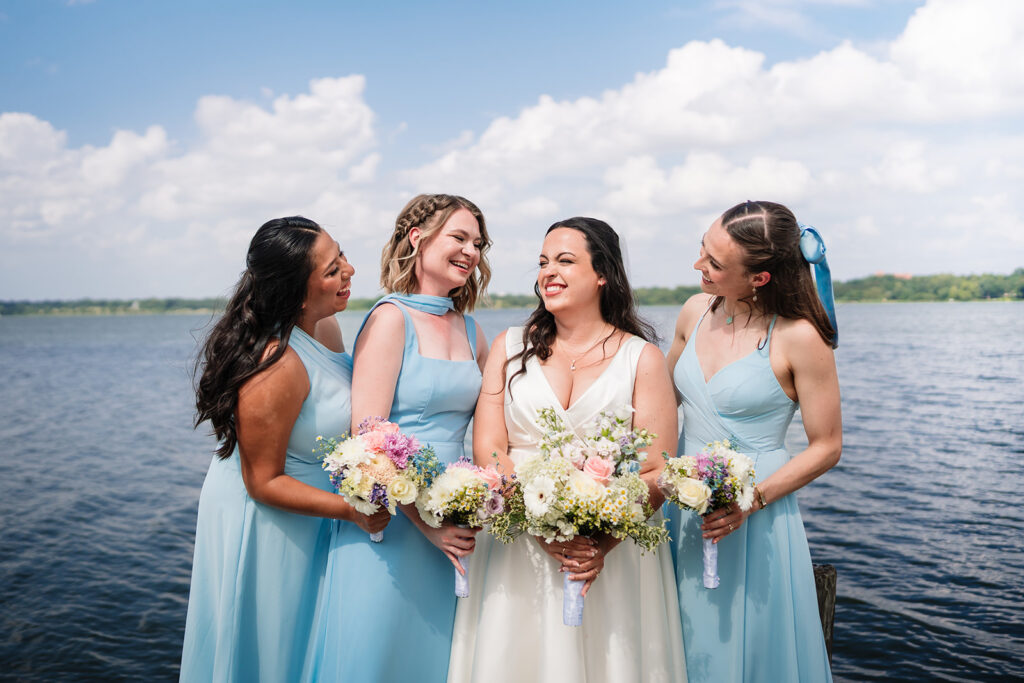 Bride and Bridesmaids Portraits during North Texas LGBTQ Wedding at The Filter Building on White Rock Lake by Dallas Inclusive Wedding Photographers