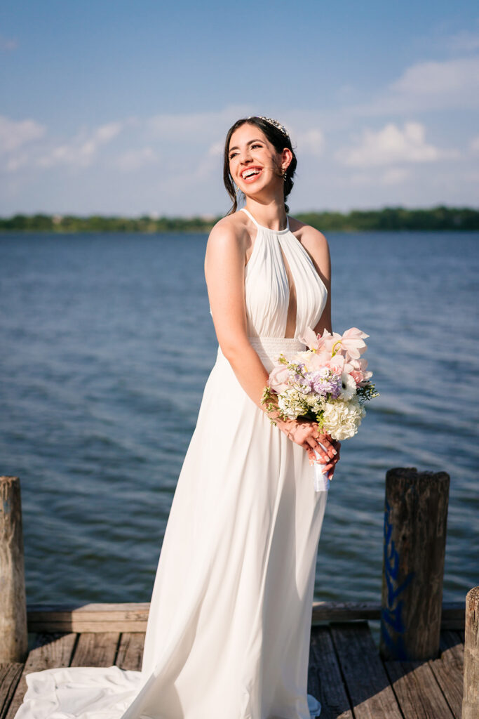 Bridal Portrait During North Texas LGBTQ Wedding Reception at The Filter Building on White Rock Lake by Dallas Inclusive Wedding Photographers