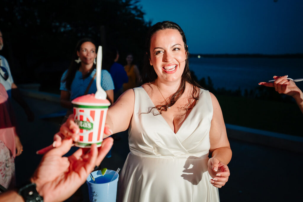 Ritas Ice Wedding Late Night Treat during North Texas LGBTQ Wedding Reception at The Filter Building on White Rock Lake by Dallas Inclusive Wedding Photographers