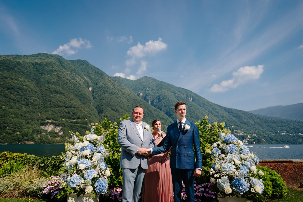 LGBTQ Italian Destination Wedding at Villa Regina Teodolinda on Lake Como Italy by Inclusive Destination Wedding Photographers