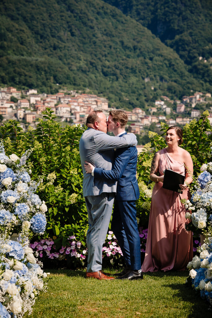 LGBTQ Italian Destination Wedding at Villa Regina Teodolinda on Lake Como Italy by Inclusive Destination Wedding Photographers